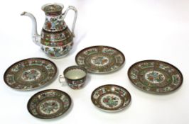 Group of late 19th century Chinese porcelain Canontese wares decorated in a famille rose style