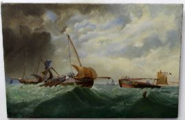 19th century English School oil on canvas, Seascape, 41 x 61cm