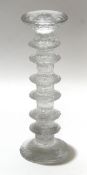 Frosted glass six-ring candlestick, 25cm high