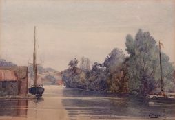 Joseph West (born 1882), "River Waveney, Beccles", watercolour, signed lower right, 24 x 34cm