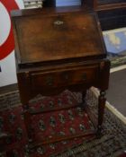 Small Queen Anne style walnut bureau, the fall front opening to reveal a fitted interior, the base