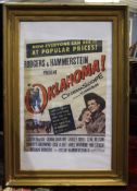 Vintage framed poster "Oklahoma" in a gilt frame
