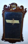 Georgian mahogany framed fretwork carved mirror with gilt slip with gilded ho-ho bird to top (a/