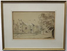 Henry Charles Hermes, pencil drawing, Country House, 16 x 24cm