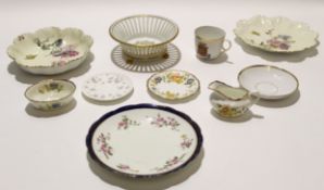 Group of porcelain wares including a Limoges dish and stand with a floral design, a further