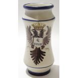 Modern Talavera Alberello vase decorated with a Polish twin eagle below a crown, 27cm high