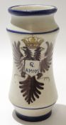 Modern Talavera Alberello vase decorated with a Polish twin eagle below a crown, 27cm high