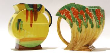 Wade Heath Streamline Art Deco jug with floral design, together with a Beswick gold stamp hand craft