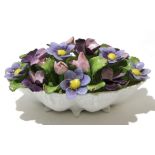 Porcelain basket with flowers by Aynsley, factory mark to base, 17cm long