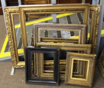 Group of seven Victorian and later gilt gesso and other picture frames, assorted sizes (7)