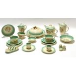 Collection of Susie Cooper tea wares including tea pot, coffee pot, hot water jug, milk jug and