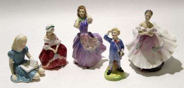 Group of five Royal Doulton figures comprising a ballerina HN2116, Betsy HN2111, Little Boy Blue