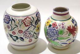 Poole Studio Pottery vase with floral design by S M Pottinger, together with a further Poole Pottery