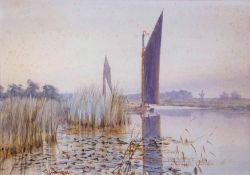 Stephen John Batchelder (1849-1932), “The Evening Hour Nr Barton Broad” watercolour