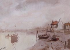 AR Jack Cox (1914-2007), North Norfolk estuary, watercolour, signed lower left, 20 x 27cm