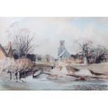 AR Leslie L Hardy Moore, RI, (1907-1997), "Irstead Church, River Ant", watercolour, signed lower