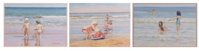 John Rowbottom (20th century), "Washing Barbie's hair", "Shrimping" and "Beach scene", group of