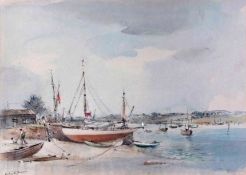 AR Arthur Edward Davies, RBA, RCA (1893-1988), The Deben at Waldingfield, pencil and watercolour,