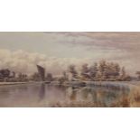 Stephen John Batchelder (1849-1932), Broads scene with wherries, watercolour, signed lower left,