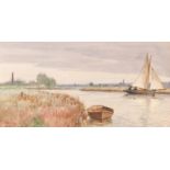 Charles Harmony Harrison (1842-1902), Norfolk river scene, watercolour, signed and dated 1895