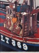 AR H H John Jackson (born 1938),"Fish Wharf detail/3", linocut, signed, dated 75, numbered 3/50