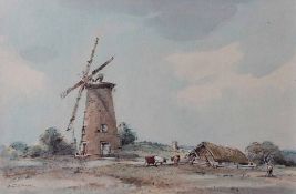 AR Arthur Edward Davies, RBA, RCA (1893-1988), "The Mill, Wicklewood, Norfolk", pencil and