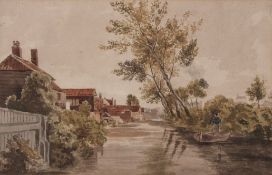 Robert Dixon (1780-1815), "View from Bishop Bridge, Norwich", watercolour, 21 x 32cm, Provenance: