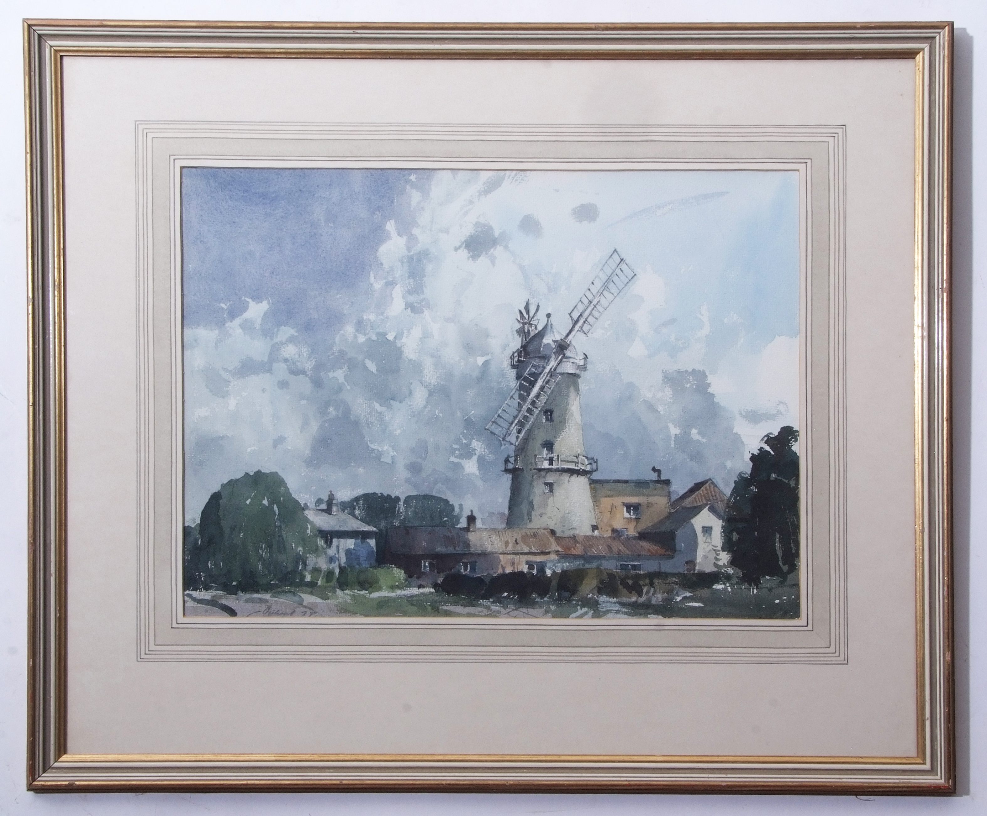 AR Stanley Orchart (1920-2005), "Mill near Denver", watercolour, signed and dated 74 lower left, - Image 2 of 2