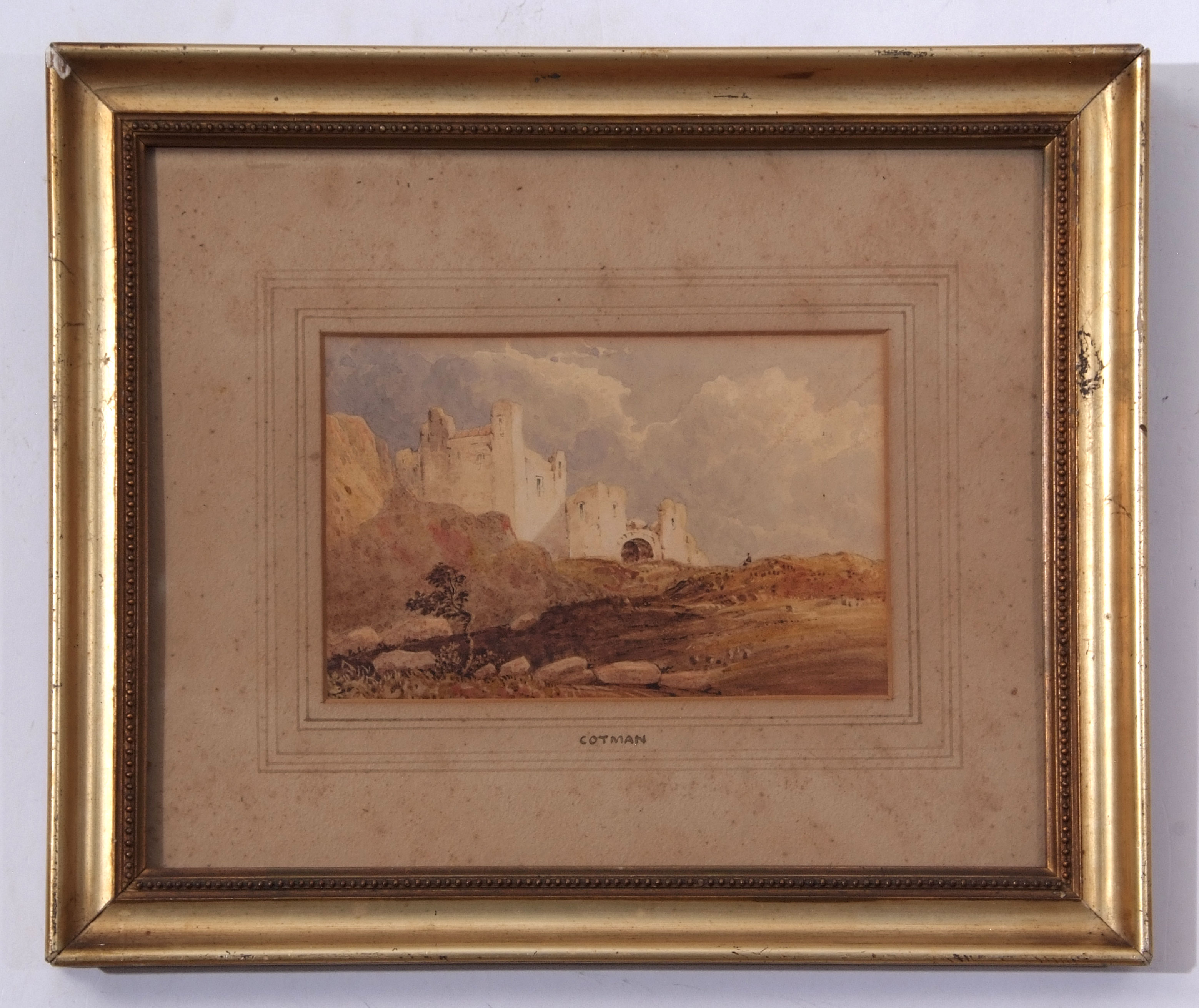 Attributed to John Sell Cotman (1782-1842), Landscape with castle, watercolour, 10 x 16cm - Image 2 of 2