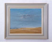 AR Michael Chapman (born 1933) Holkham Beach with herring gulls oil on board, signed lower left,