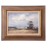 AR Marcus Holley Ford (1914-1989), Suffolk landscape, oil on board, signed lower left, 24 x 34cm