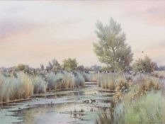 AR Colin W Burns (Born 1944), "Runham Marshes", watercolour, signed lower right, 22 x 30cm.