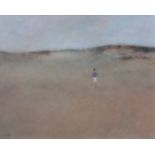 AR John Bond (born 1945), "Girl in the Dunes", oil on board, initialled lower left, 20 x 25cm.