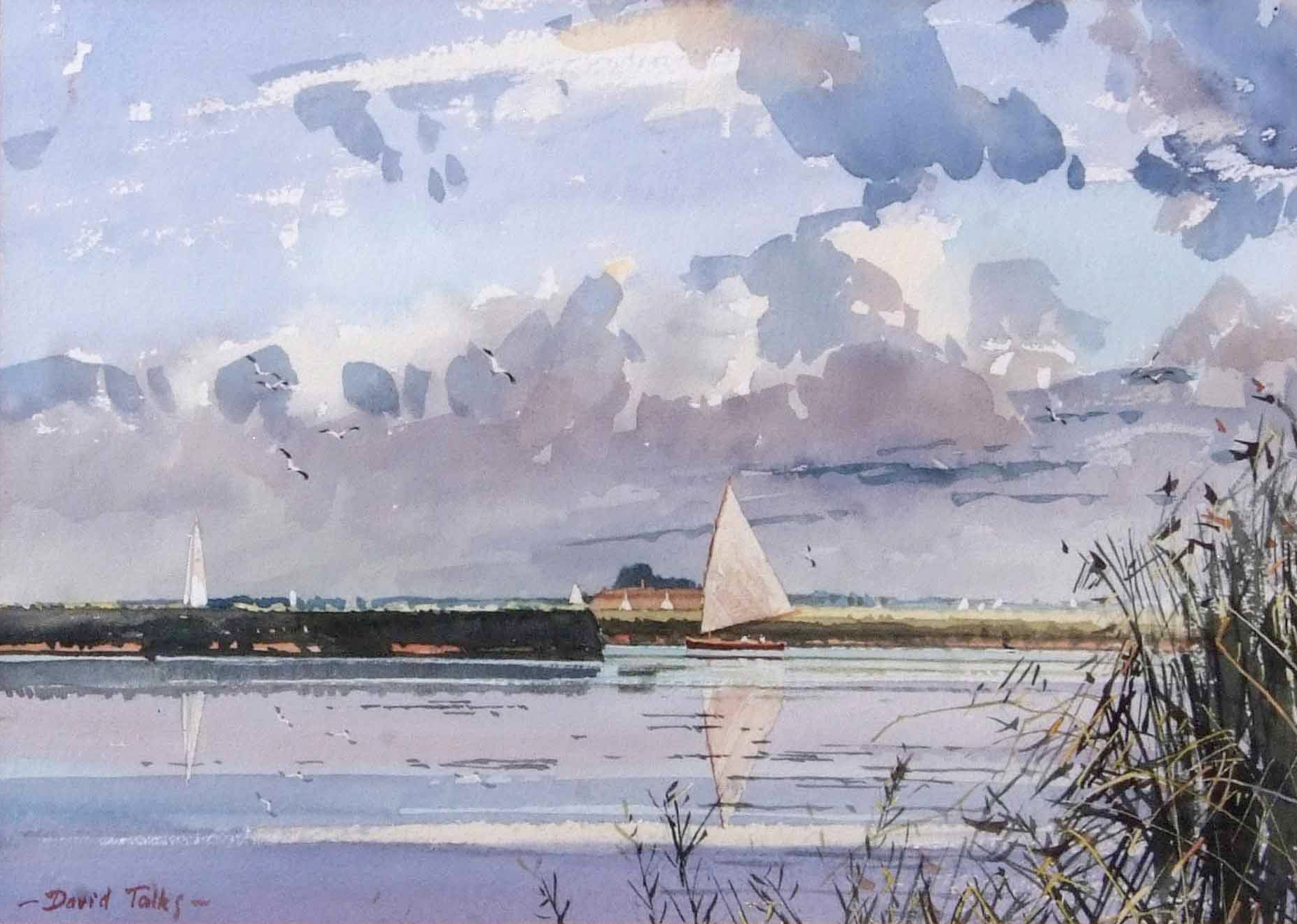 AR David Talks (born 1937), Heigham Sound, watercolour, signed lower left, 24 x 34cm