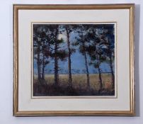 Russ Foster, EAGMA, (born 1927) "Breckland Pines", acrylic on board, initialled lower right, 34 x