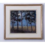 Russ Foster, EAGMA, (born 1927) "Breckland Pines", acrylic on board, initialled lower right, 34 x