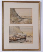 Charles Harmony Harrison (1842-1902), Cromer beach scenes, two watercolours in one frame, both