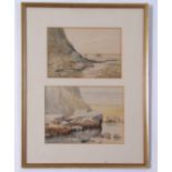 Charles Harmony Harrison (1842-1902), Cromer beach scenes, two watercolours in one frame, both