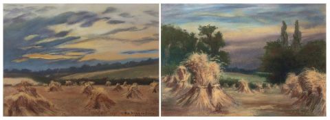 AR Mia Welham Clarke (20th century), Cornfields, pair of pastels, one signed and dated 1903 lower