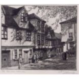 AR Henry James Starling, ARE (1895-1996), Elm Hill, Norwich, black and white etching, signed,