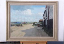 AR Stanley Orchart (1920-2005), "Burnham Overy Staithe", oil on board, signed lower left and