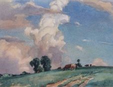 AR Wilfred Stanley Pettitt (1904-1978), Cows grazing, watercolour, signed lower right, 18 x 23cm