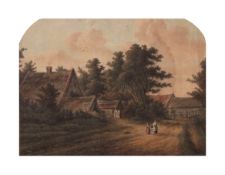 James George Zobel (1792-1881), View from a Loke on the Rackheath Road, watercolour, signed and
