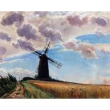 AR Wilfred Stanley Pettitt (1904-1978), Norfolk landscape with Mill, watercolour, signed lower