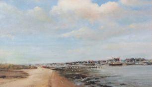 AR Arthur A Pank, (1918-1999), River Blyth estuary at Southwold with fishing boats, oil on board,