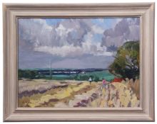 AR Geoffrey Wilson (1920-2010), "Landscape (Surlingham)", oil on board, signed lower left and