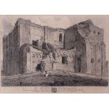 John Sell Cotman (1782-1842), "Castle Rising Castle" black and white etching, published circa