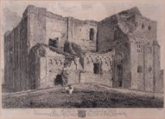 John Sell Cotman (1782-1842), "Castle Rising Castle" black and white etching, published circa