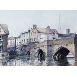 AR Stanley Orchart (1920-2005), St Ives Bridge, Cambridgeshire, watercolour, signed and dated 1975