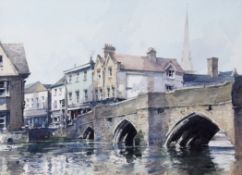 AR Stanley Orchart (1920-2005), St Ives Bridge, Cambridgeshire, watercolour, signed and dated 1975